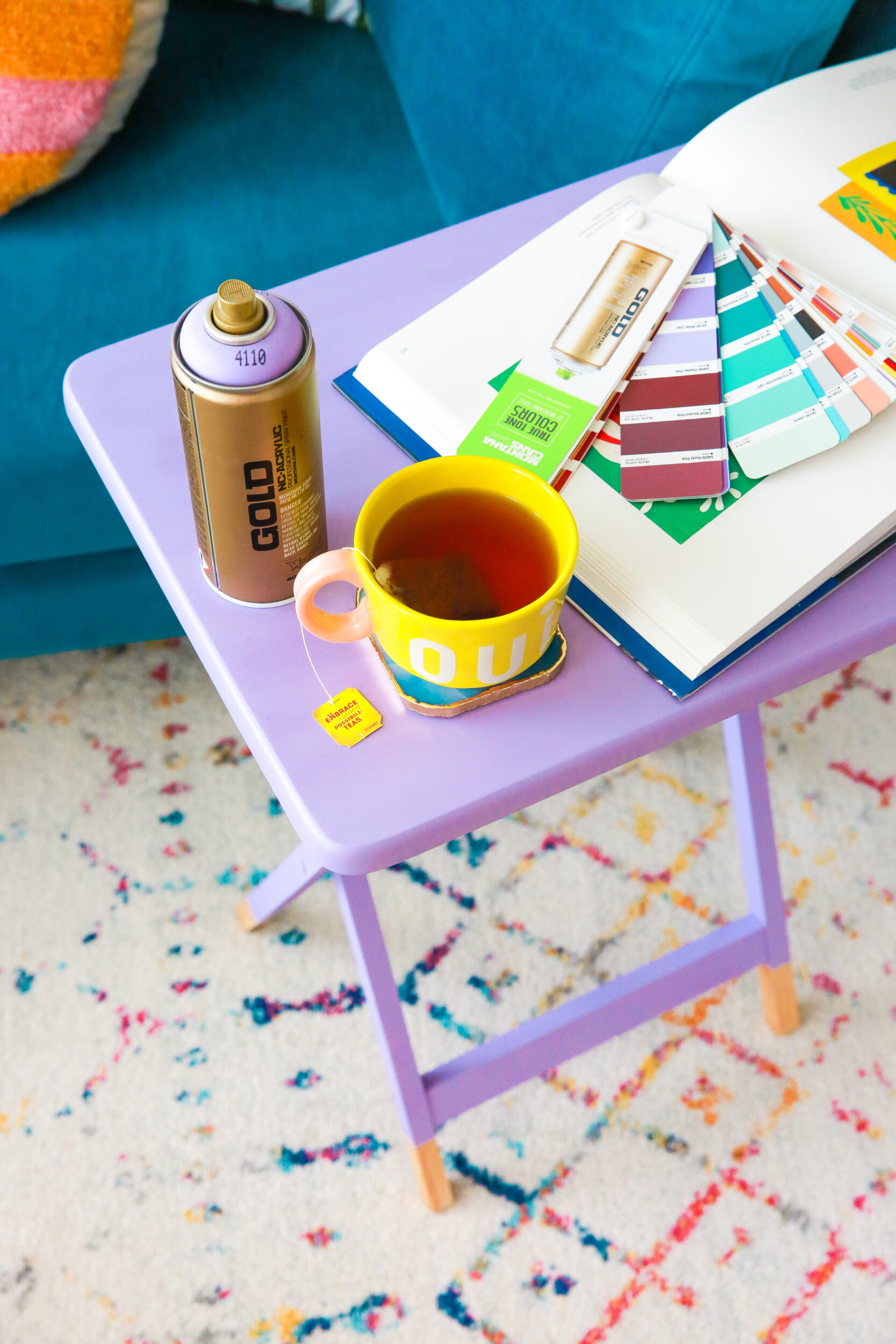 Pink And Purple Trays Fold Up Tables To Easily Put Away